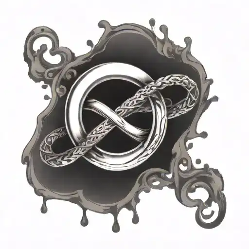 infinity symbol with a circle chained at it tattoo design idea