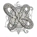 infinity symbol with a life circle stuck on it  tattoo design idea