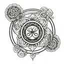 infinity symbol with a life circle stuck on it  tattoo design idea