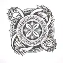 infinity symbol with a life circle stuck on it  tattoo design idea