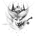 A Harry Potter themed sleeve featuring various Patronus animals intertwined with magical elements tattoo design idea