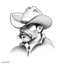 depressed cowboy  tattoo design idea