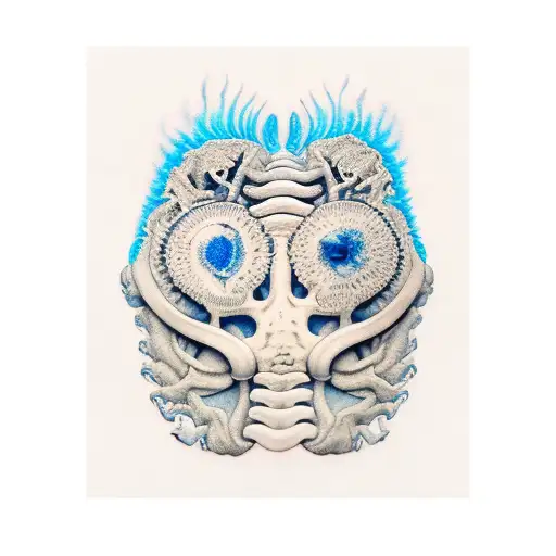 spine with blue spinal cord tattoo design idea
