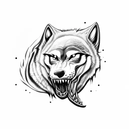 werewolf eating a seal tattoo design idea