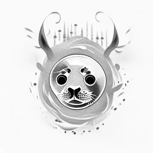 man clubbing a seal tattoo design idea