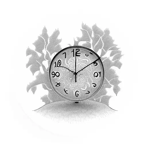willow tree with a clock in it  tattoo design idea