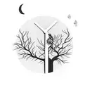 willow tree with a clock in it  tattoo design idea