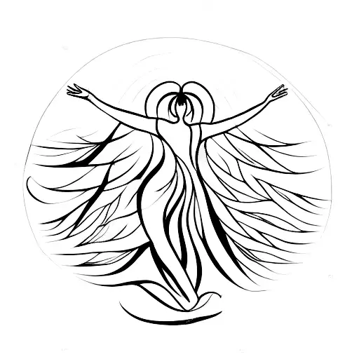 A delicate dance pose forming the shape of a peace symbol tattoo design idea
