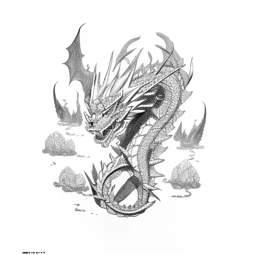 sketch anime dragon  tattoo design idea