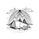 camping with camp fire tattoo design idea
