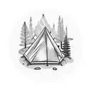 camping with camp fire tattoo design idea