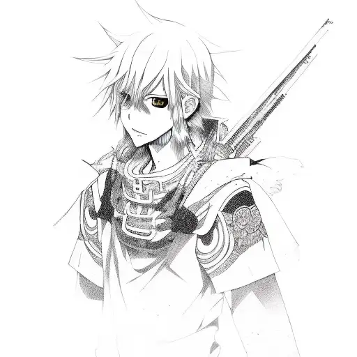 A portrait of Suzuya Juuzou with vibrant anime-inspired colors tattoo design idea