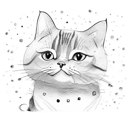 "Create a charming watercolor illustration of an adorable cat in a whimsical garden setting. Show the cat in a playful o tattoo design idea