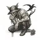 loneliness and despair tattoo design idea