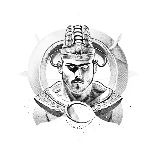 Roman gladiator with a snake coiled around his arm tattoo design idea