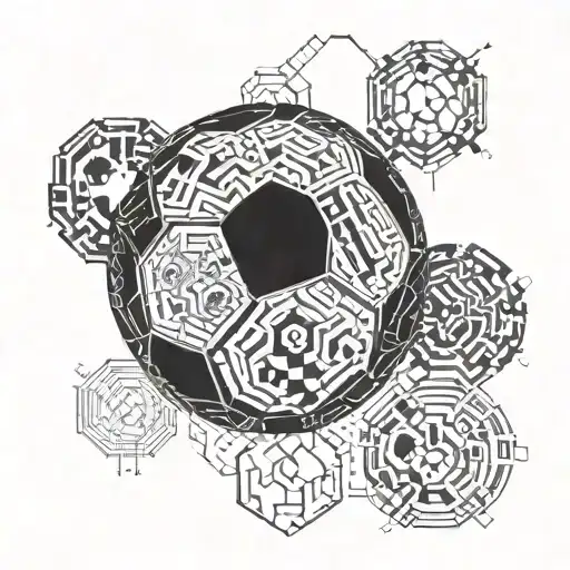 Incorporate circuit board patterns into a soccer ball design tattoo design idea