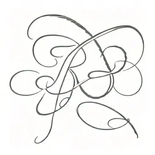 The letters R and S in cursive script font intertwined tattoo design idea