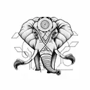 The head of an elephant looking forward with the third eye of enlightenment located on the forehead tattoo design idea