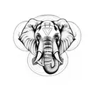 The head of an elephant looking forward with the third eye of enlightenment located on the forehead tattoo design idea
