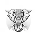 The head of an elephant looking forward with the third eye of enlightenment located on the forehead tattoo design idea
