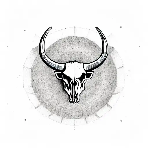 Longhorn Skull and Native American Symbols tattoo design idea