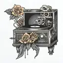 middle piece from a 45 record player tattoo design idea
