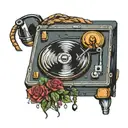middle piece from a 45 record player tattoo design idea