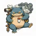snorlax smoking cigarette tattoo design idea