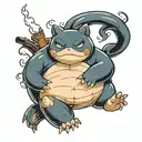 snorlax smoking cigarette tattoo design idea