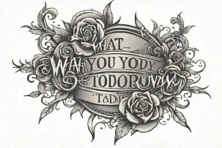 Text saying "what you do today will reflect tomorrow' tattoo design idea