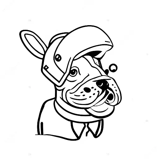 dog with helmet and bread tattoo design idea