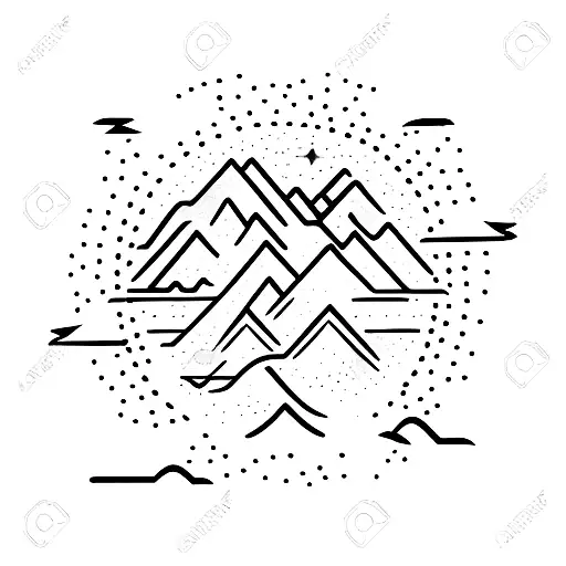 two mountains with melting snow and stars tattoo design idea