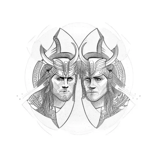 athena and loki tattoo design idea