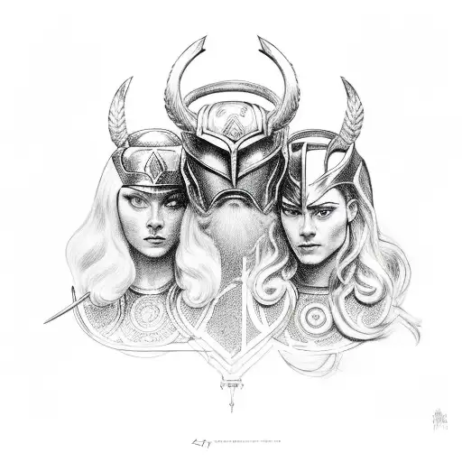 athena and loki tattoo design idea