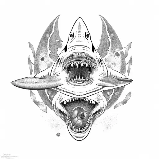 Shark on the moon tattoo design idea