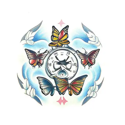 hands realising 3 butterflies  tattoo design idea