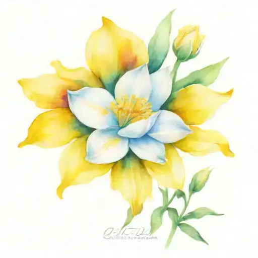 daffodil and daisy and water lily and aster flowers tattoo design idea