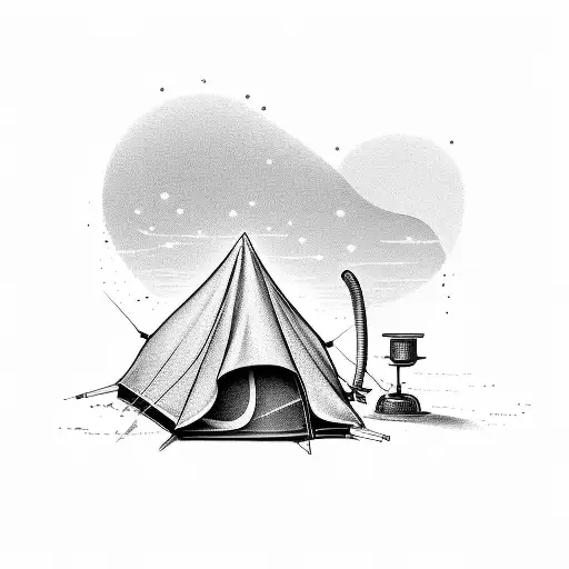 collection of camping tent and stethoscope and misfit and aquarium  tattoo design idea