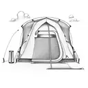 collection of camping tent and stethoscope and misfit and aquarium  tattoo design idea