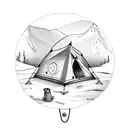 collection of camping tent and stethoscope and misfit and aquarium  tattoo design idea