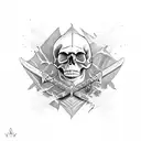 skull sword tattoo design idea