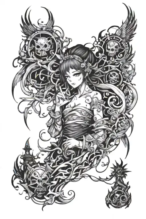 empty gabimaru anime hell paradise tattoo design idea