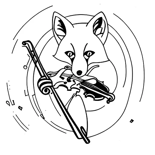 fox playing violin tattoo design idea