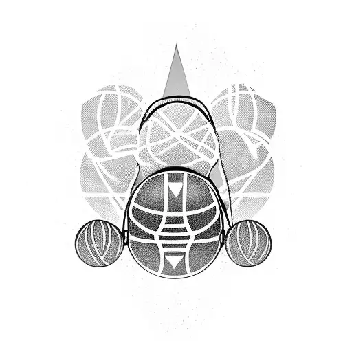 A student backpack adorned with various symbols of the client's interests, like basketball, weights, a world map, and religious symbols tattoo design idea