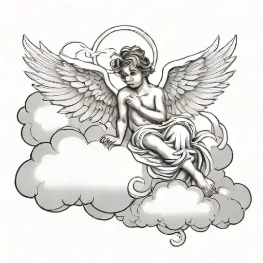 angel on the cloud  tattoo design idea