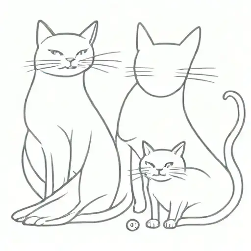 2 cats, 1 tall and slender, 1 short and chubby tattoo design idea