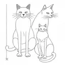 2 cats, 1 tall and slender, 1 short and chubby tattoo design idea