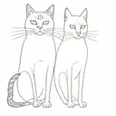 2 cats, 1 tall and slender, 1 short and chubby tattoo design idea