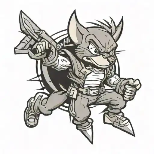 90s cartoon character tattoo design idea