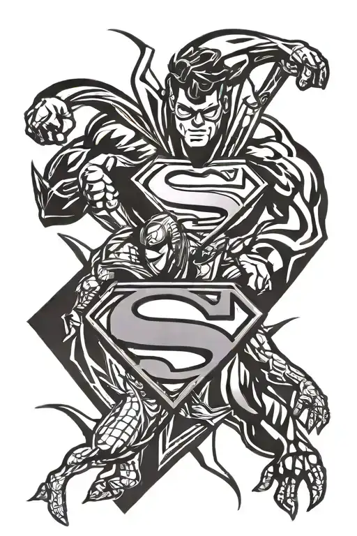 Superman & spiderman symbol tattoo design idea